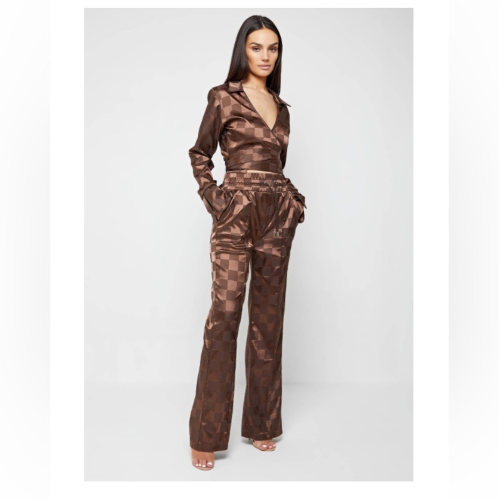 Maniere De Voir Chocolate Geometric Jumpsuit